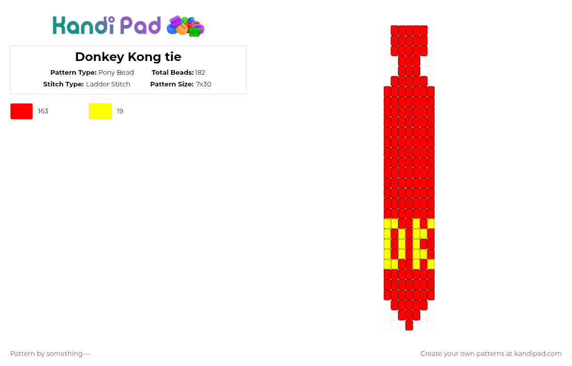 Donkey Kong tie - Pony Bead Pattern by something--- on Kandi Pad - red