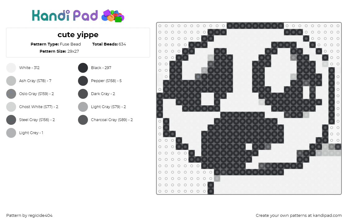 cute yippe - Fuse Bead Pattern by regicide404 on Kandi Pad - yippe,autism,joyful,celebration,positivity,expression,uplifting,spirit,black,whi