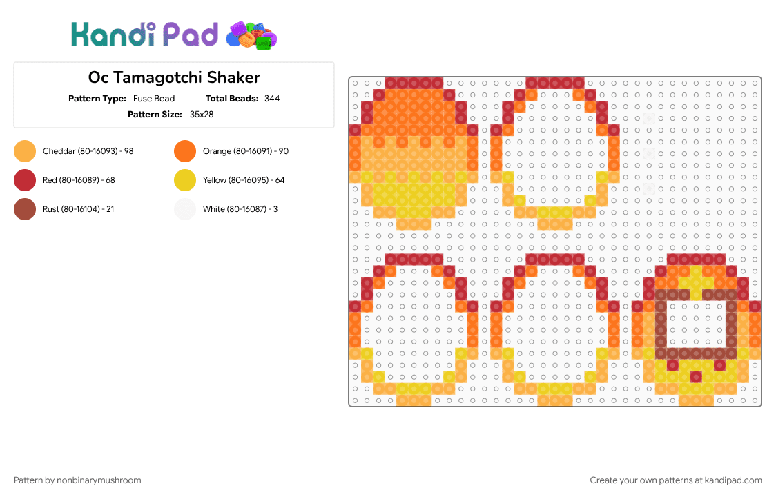 Oc Tamagotchi Shaker - Fuse Bead Pattern by nonbinarymushroom on Kandi Pad - orange