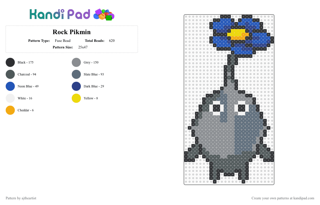 Rock Pikmin - Fuse Bead Pattern by ajtheartist on Kandi Pad - gray, pikmin, pink