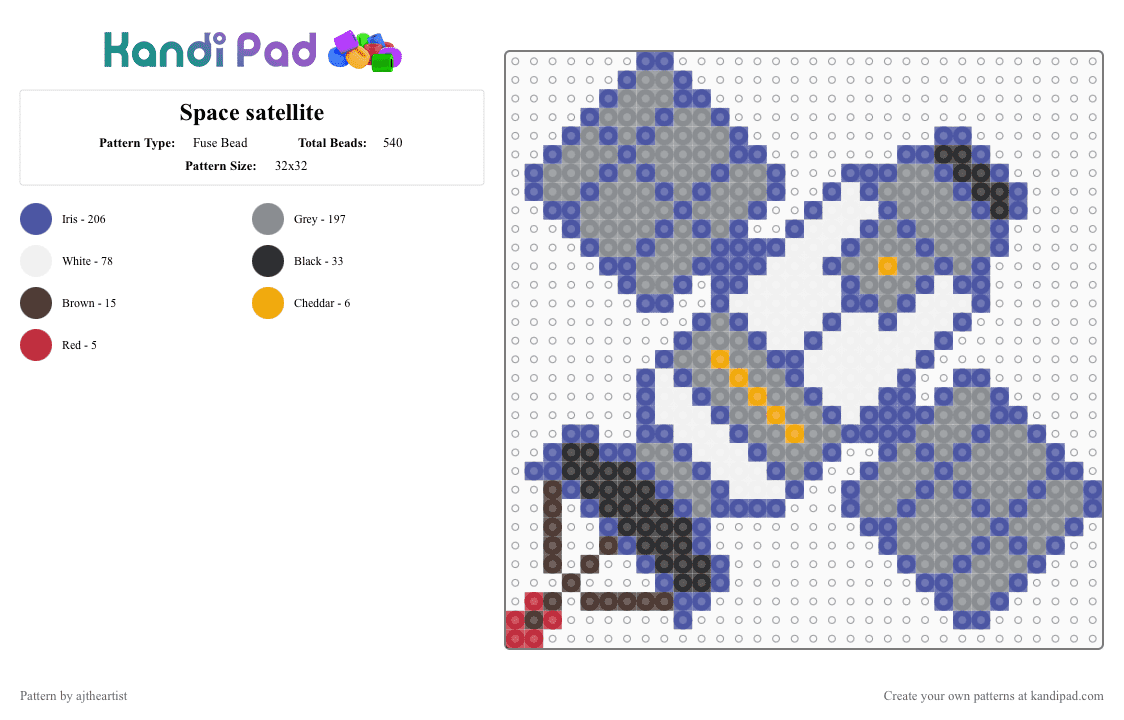 Space satellite 🛰️ - Fuse Bead Pattern by ajtheartist on Kandi Pad - purple,gray,space,outer space,satellite