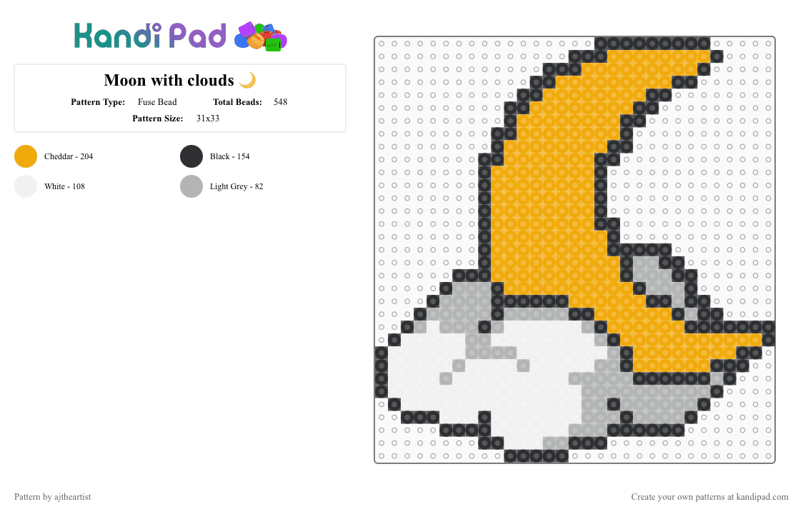 Moon with clouds 🌙 - Fuse Bead Pattern by ajtheartist on Kandi Pad - beige,orange,moon,clouds