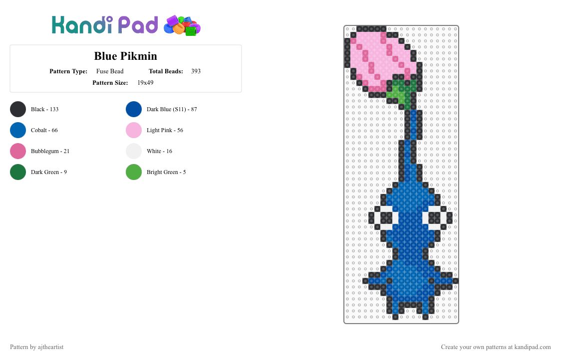 Blue Pikmin - Fuse Bead Pattern by ajtheartist on Kandi Pad - blue, pikmin