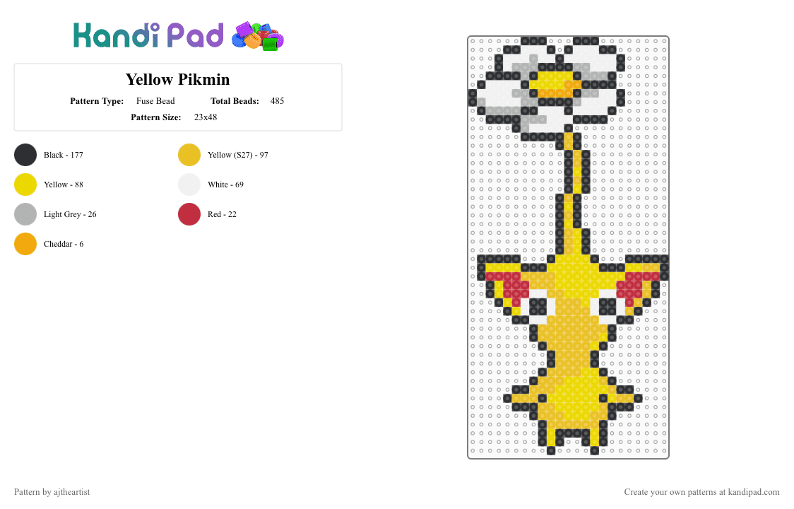Yellow Pikmin - Fuse Bead Pattern by ajtheartist on Kandi Pad - yellow,pikmin