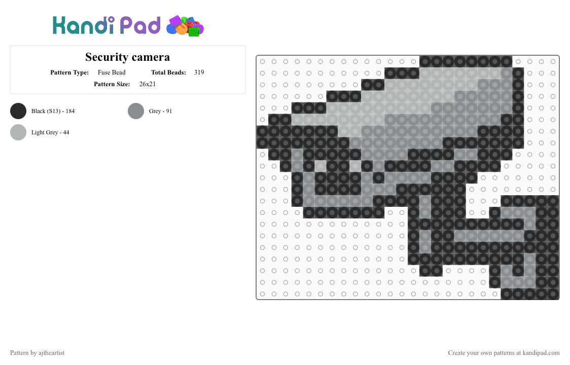 Security camera - Fuse Bead Pattern by ajtheartist on Kandi Pad - gray,beige,camera,security camera