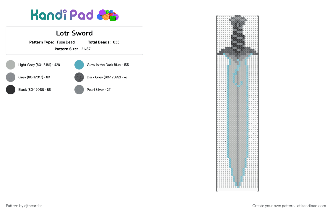 Lotr Sword - Fuse Bead Pattern by ajtheartist on Kandi Pad - beige, lord of the rings, lotr