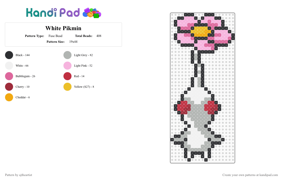White Pikmin - Fuse Bead Pattern by ajtheartist on Kandi Pad - pink,beige,pikmin