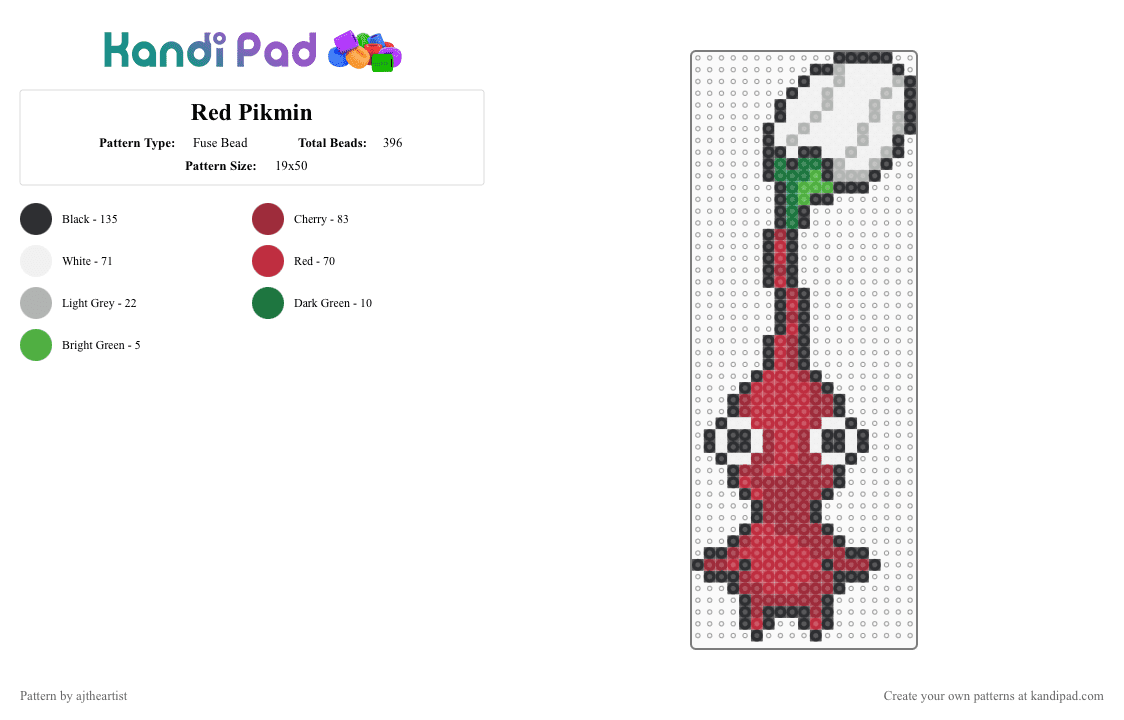 Red Pikmin - Fuse Bead Pattern by ajtheartist on Kandi Pad - red,pikmin
