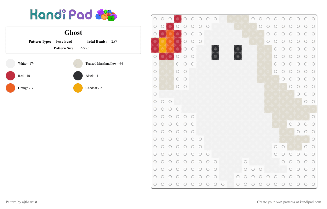Ghost 🕯️ - Fuse Bead Pattern by ajtheartist on Kandi Pad - white,beige,ghost