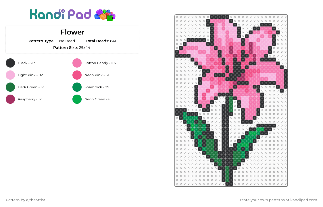 Flower - Fuse Bead Pattern by ajtheartist on Kandi Pad - pink,flower