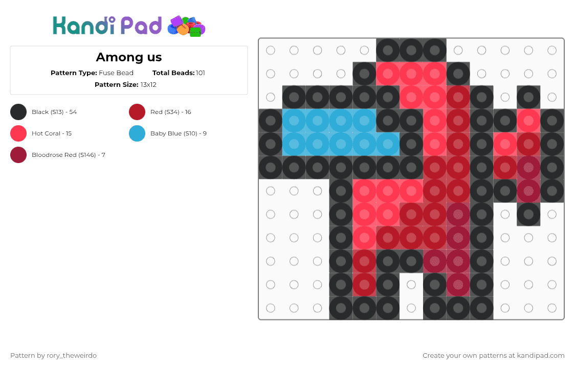 Among us - Fuse Bead Pattern by rory_theweirdo on Kandi Pad - red
