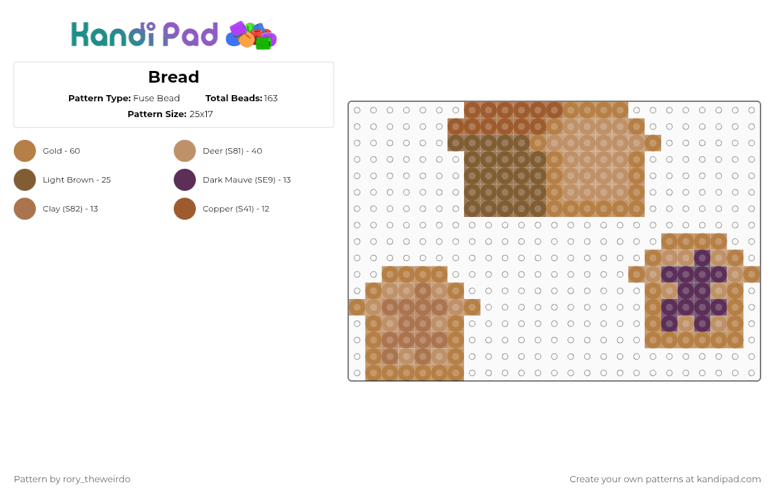 Bread - Fuse Bead Pattern by rory_theweirdo on Kandi Pad - tan,cotdbread