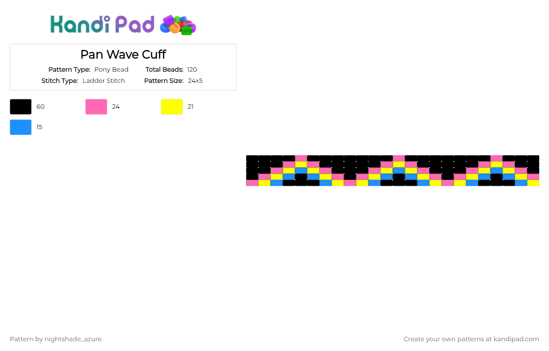 Pan Wave Cuff - Pony Bead Pattern by nightshade_azure on Kandi Pad - pink,yellow