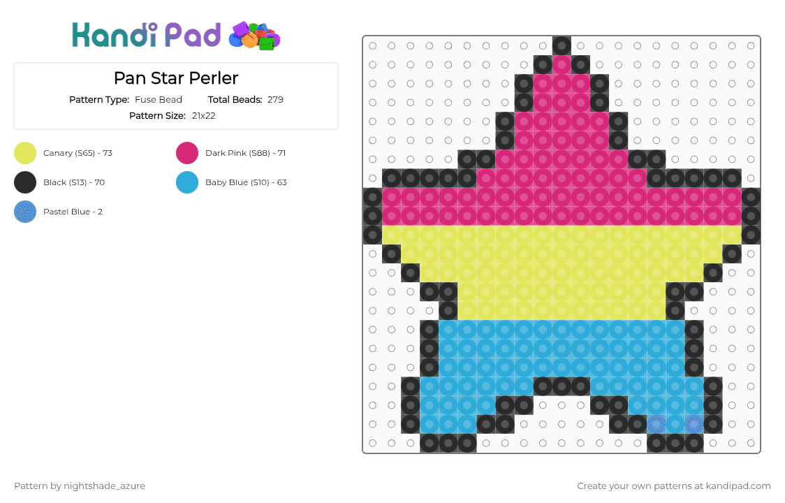 Pan Star Perler - Fuse Bead Pattern by nightshade_azure on Kandi Pad - pink,yellow