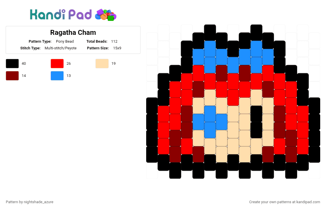 Ragatha Cham - Pony Bead Pattern by nightshade_azure on Kandi Pad - red