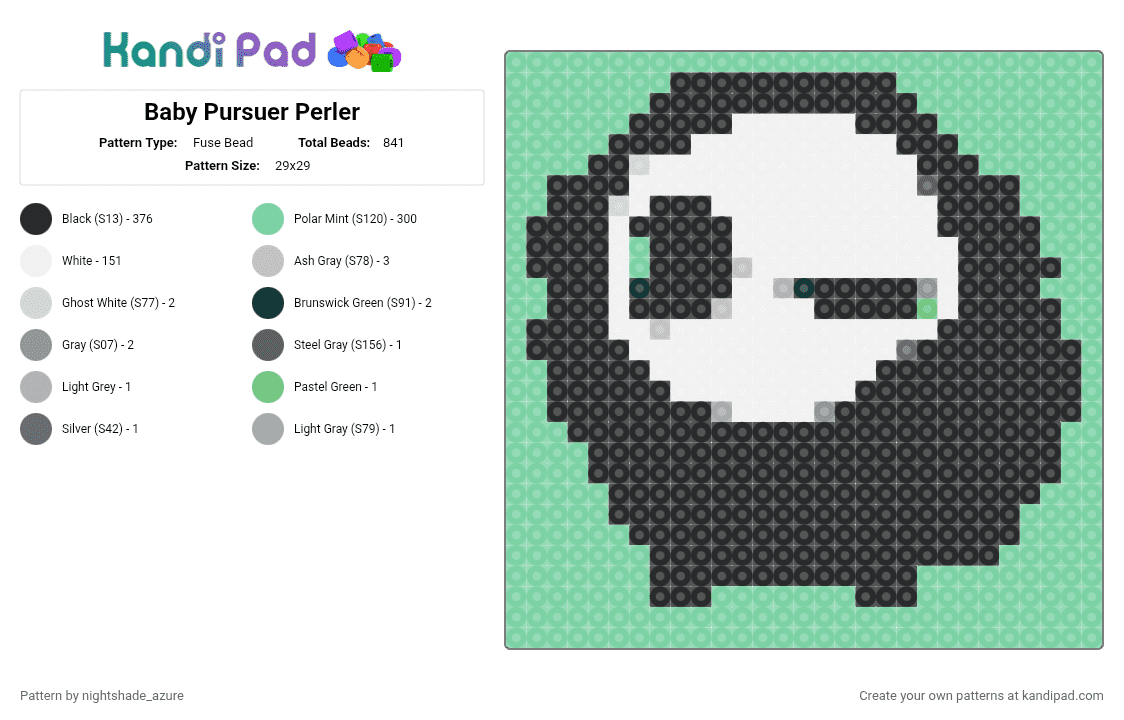 Baby Pursuer Perler - Fuse Bead Pattern by nightshade_azure on Kandi Pad - teal