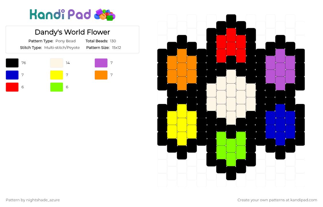 Dandy\'s World Flower - Pony Bead Pattern by nightshade_azure on Kandi Pad - black,purple,orange,colorful