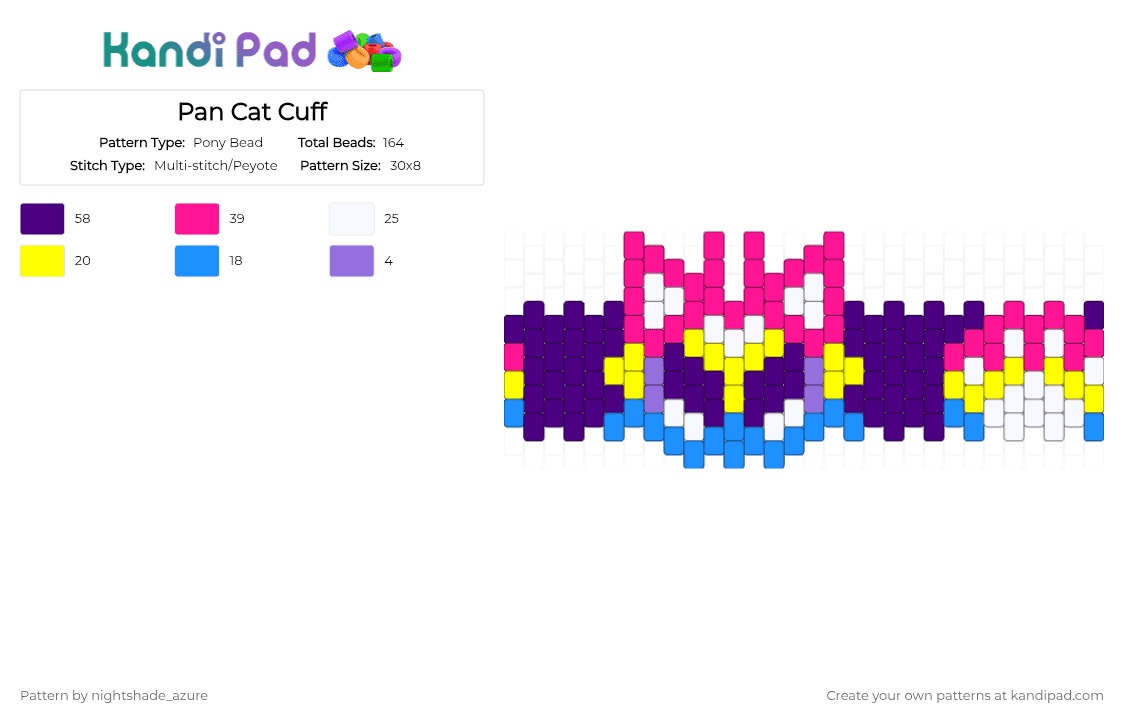 Pan Cat Cuff - Pony Bead Pattern by nightshade_azure on Kandi Pad - pink,purple