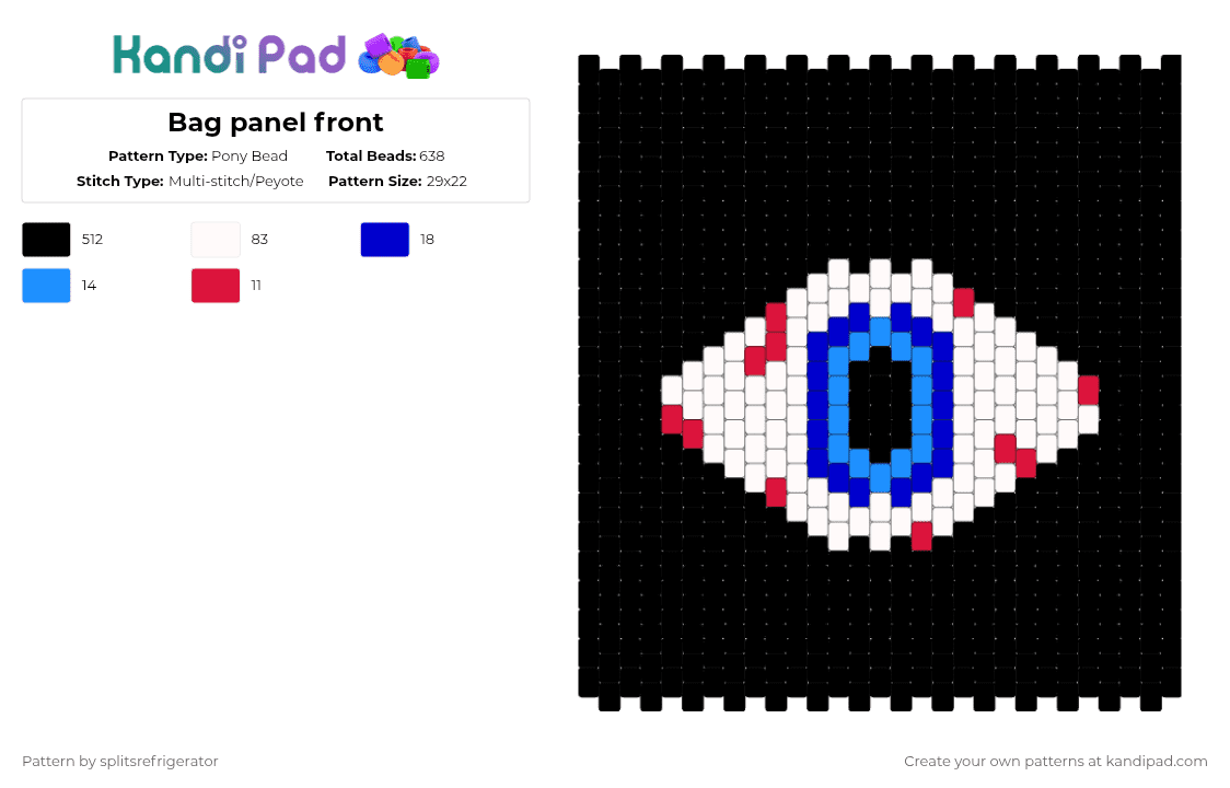 Bag panel front - Pony Bead Pattern by splitsrefrigerator on Kandi Pad - black,white,purple,light blue