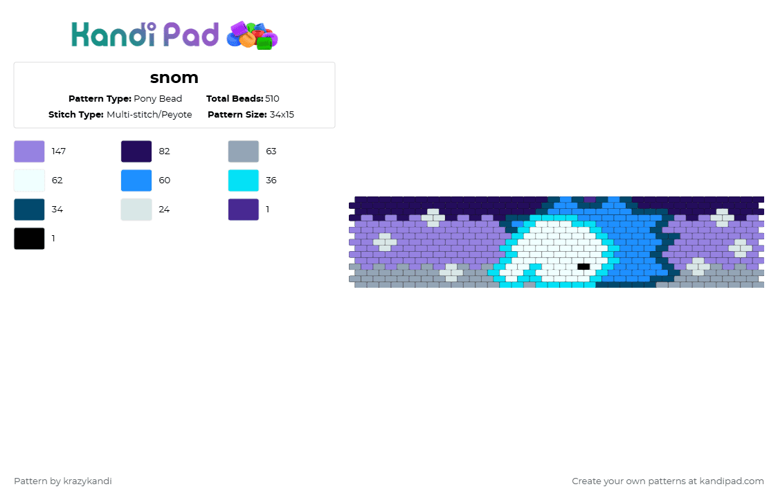 snom - Pony Bead Pattern by krazykandi on Kandi Pad - purple,light blue,pink