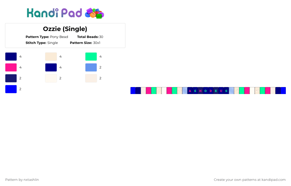 Ozzie (Single) - Pony Bead Pattern by nxtashlin on Kandi Pad - purple