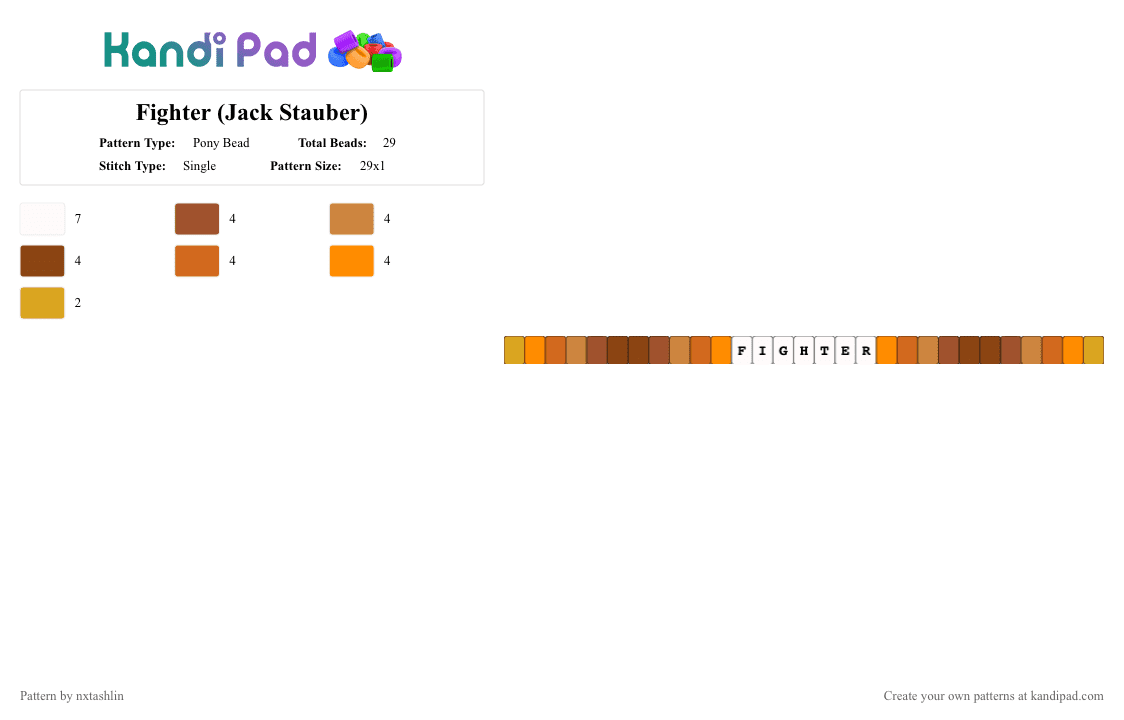 Fighter (Jack Stauber) - Pony Bead Pattern by nxtashlin on Kandi Pad - red,orange