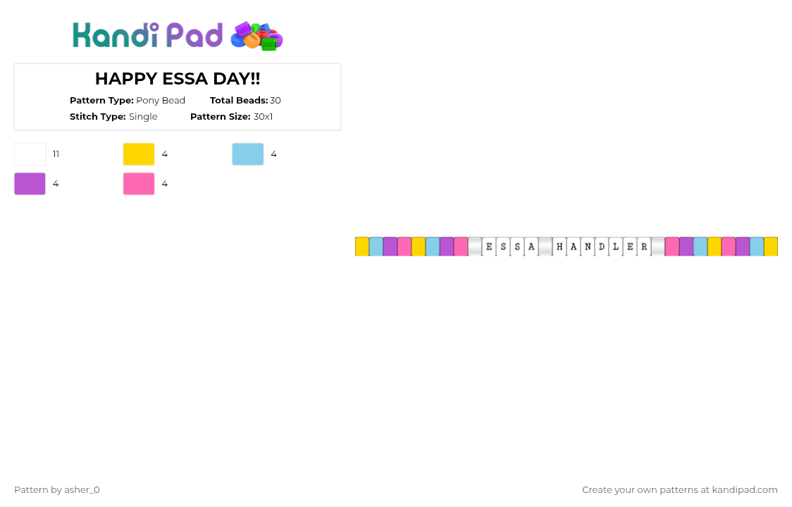 HAPPY ESSA DAY!! - Pony Bead Pattern by deleted_user_47782 on Kandi Pad - pink,essa,essa handler,april 4th,emotional support