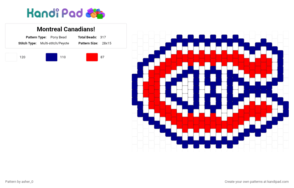 Montreal Canadians! - Pony Bead Pattern by deleted_user_47782 on Kandi Pad - purple,red,hockey,canada,montreal,french