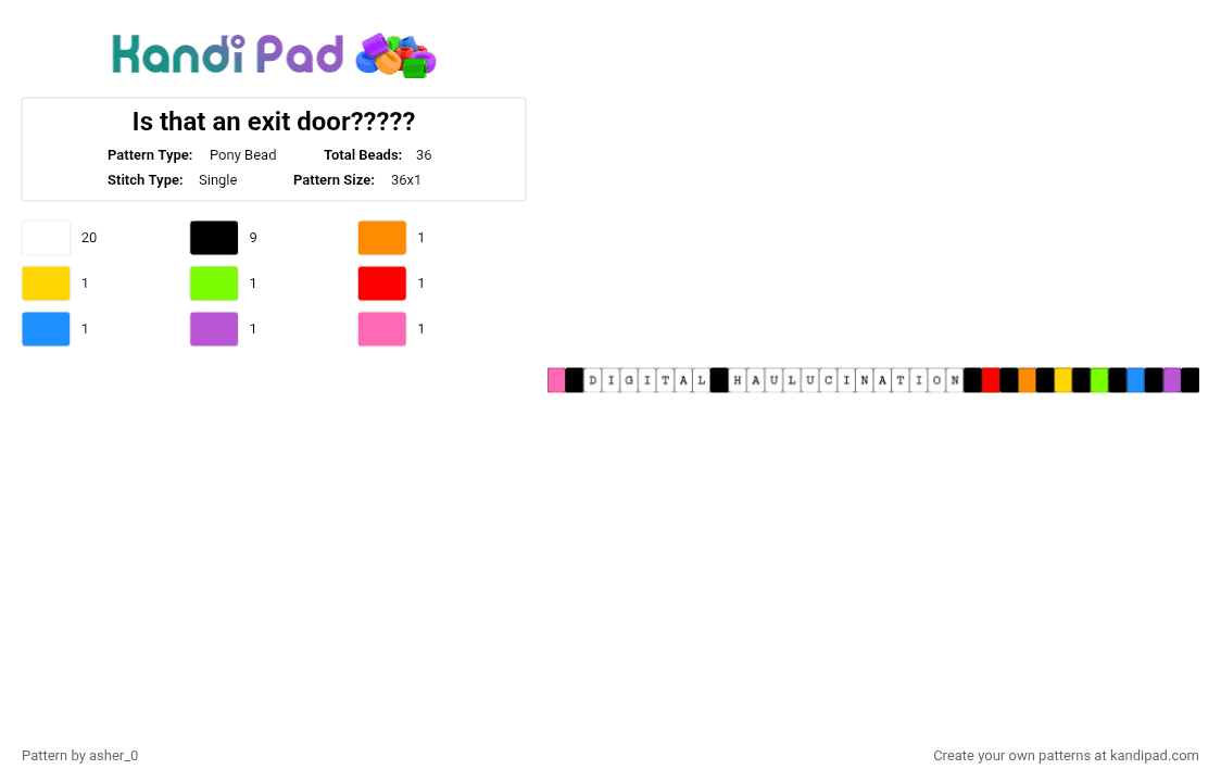 Digital hallucination - Pony Bead Pattern by deleted_user_47782 on Kandi Pad - white,pink,tadc,the amazing digital circus,glitch productions,jax,kinger,ribbit