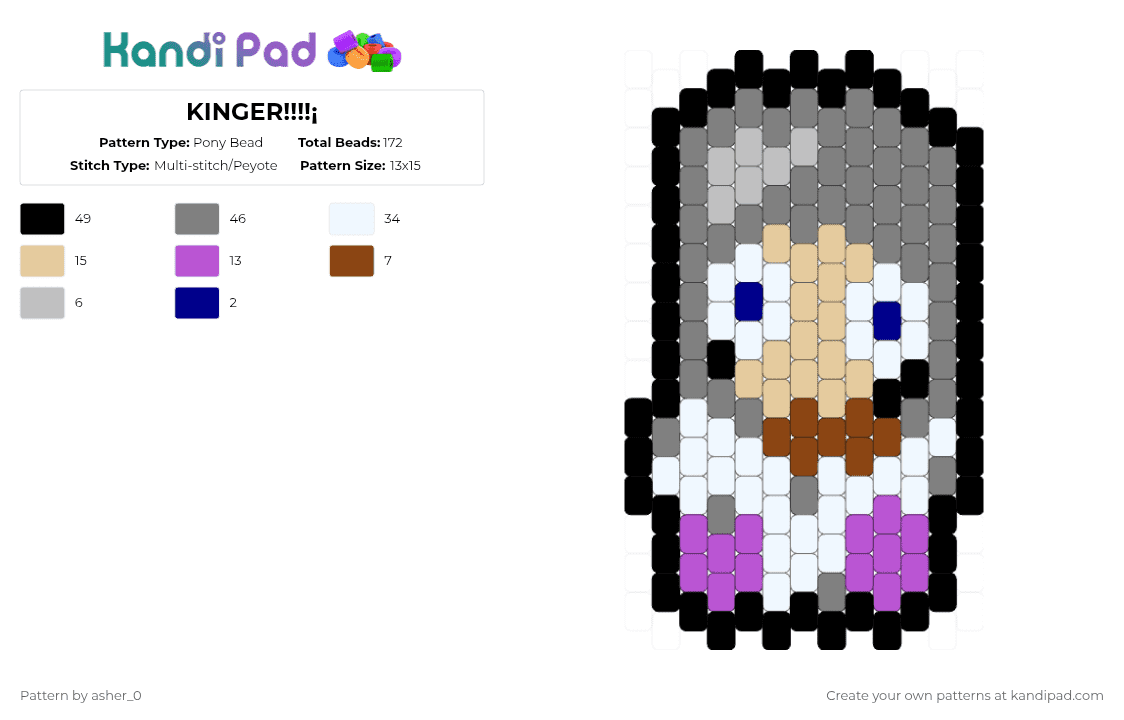KINGER!!!!¡ - Pony Bead Pattern by deleted_user_47782 on Kandi Pad - beige,gray,tadc,kinger,ep8 tadc,glitch,glitch productions,gooseworx