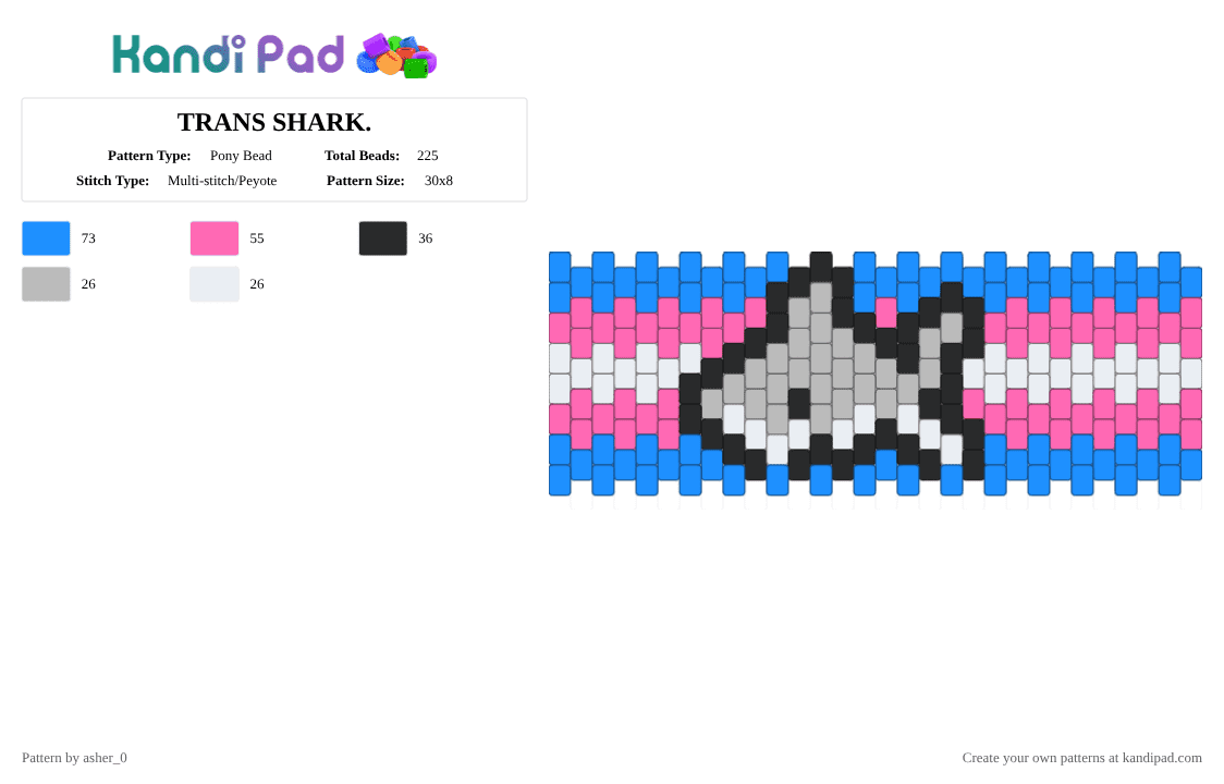 TRANS SHARK. - Pony Bead Pattern by deleted_user_47782 on Kandi Pad - light blue,pink,trans,pride,animals