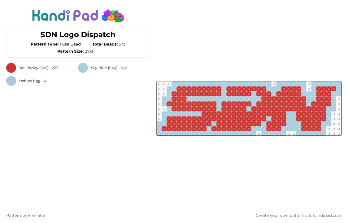 SDN Logo Dispatch - Fuse Bead Pattern by kiro_505 on Kandi Pad - light blue,red,dispatch,sdn,sdn logo,dispatch game,phone charm,sdn charm,sdn dispatch,sdn logo dispatch