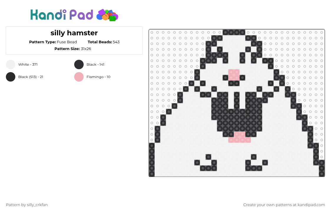 silly hamster - Fuse Bead Pattern by silly_crkfan on Kandi Pad - white,hamster,happy,silly,special,blehh,ahhh,ehheheheheheh,ermacctually