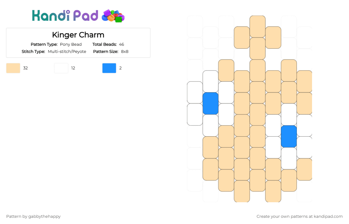 Kinger Charm - Pony Bead Pattern by gabbythehappy on Kandi Pad - beige,kinger,charm,peyote,multistitch,pony beads,tadc,the amazing digital circus