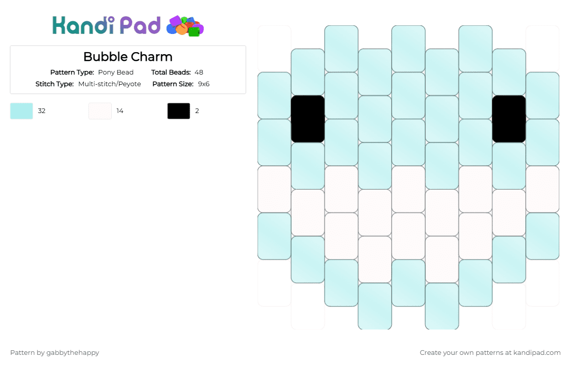 Bubble Charm - Pony Bead Pattern by gabbythehappy on Kandi Pad - light blue,white,bubble,tadc,the amazing digital circus,charm,peyote,multistitch,pony beads