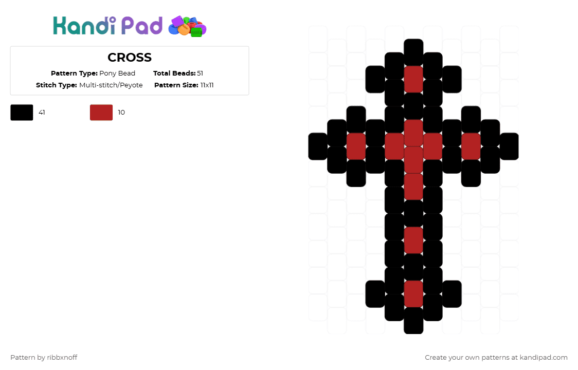 CROSS - Pony Bead Pattern by ribbxnoff on Kandi Pad - black