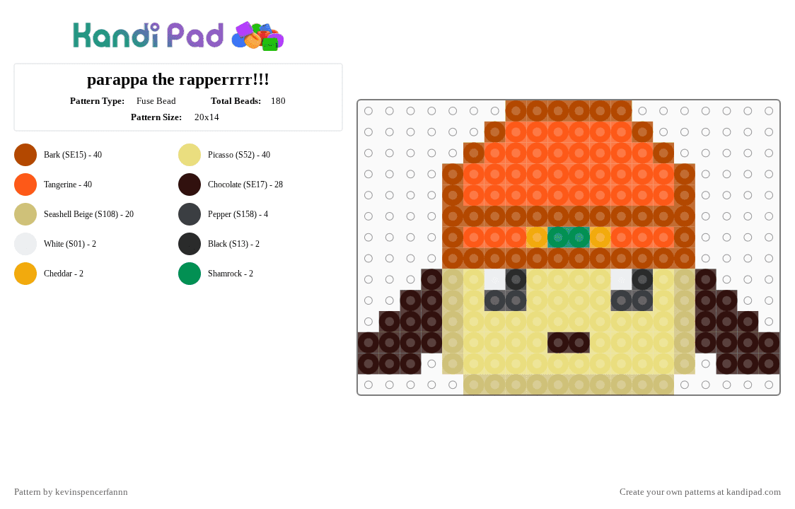 parappa the rapperrrr!!! - Fuse Bead Pattern by kevinspencerfannn on Kandi Pad - brown, orange, red, yellow