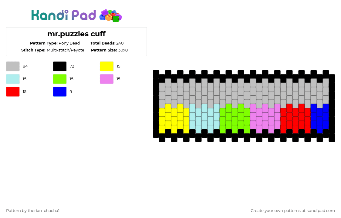 mr.puzzles cuff - Pony Bead Pattern by therian_chacha1 on Kandi Pad - beige