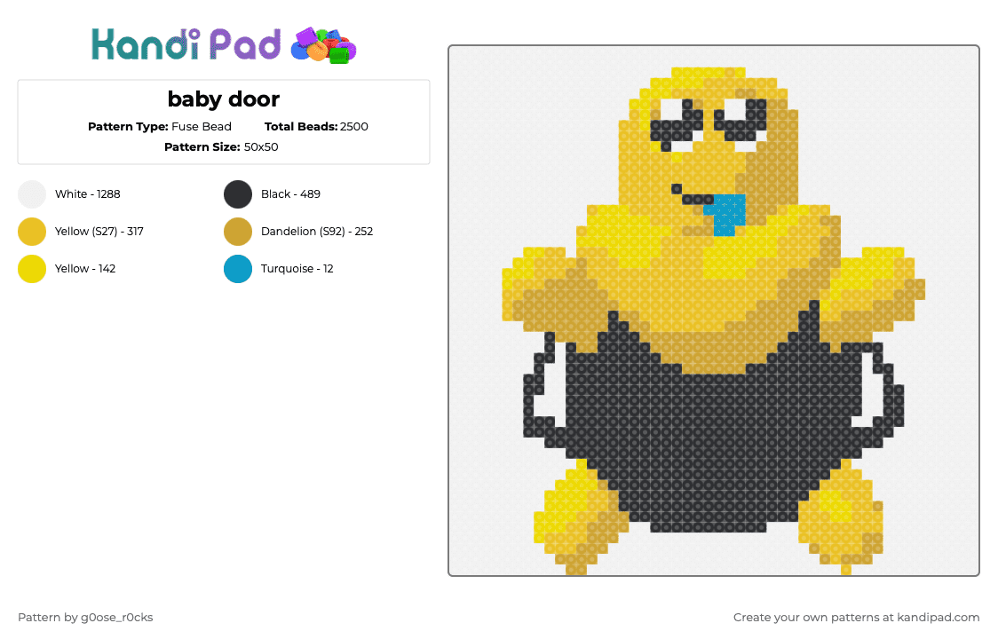 baby durr - Fuse Bead Pattern by g0ose_r0cks on Kandi Pad - white,yellow,orange,durr,roblox