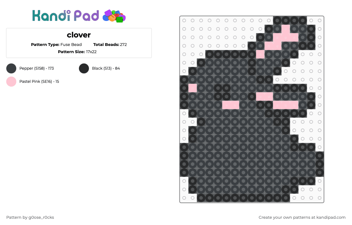 clover - Fuse Bead Pattern by g0ose_r0cks on Kandi Pad - black