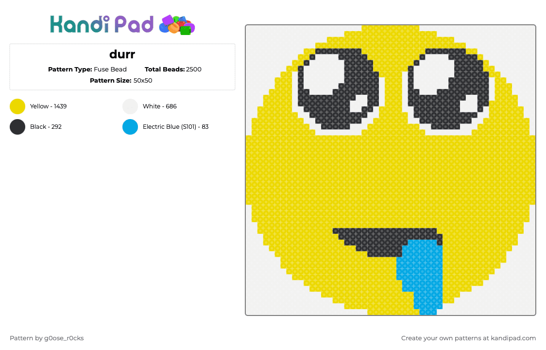durr - Fuse Bead Pattern by g0ose_r0cks on Kandi Pad - yellow