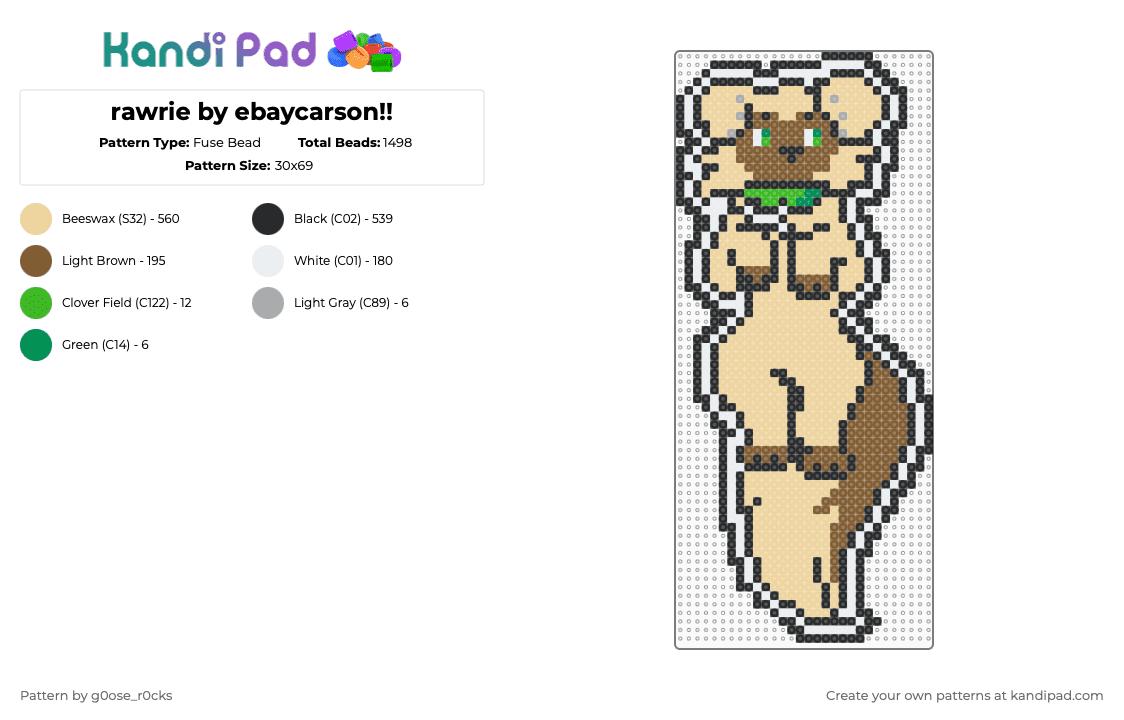 rawrie by ebaycarson!! - Fuse Bead Pattern by g0ose_r0cks on Kandi Pad - beige,tan,carson,ebay,furry,dog,scene