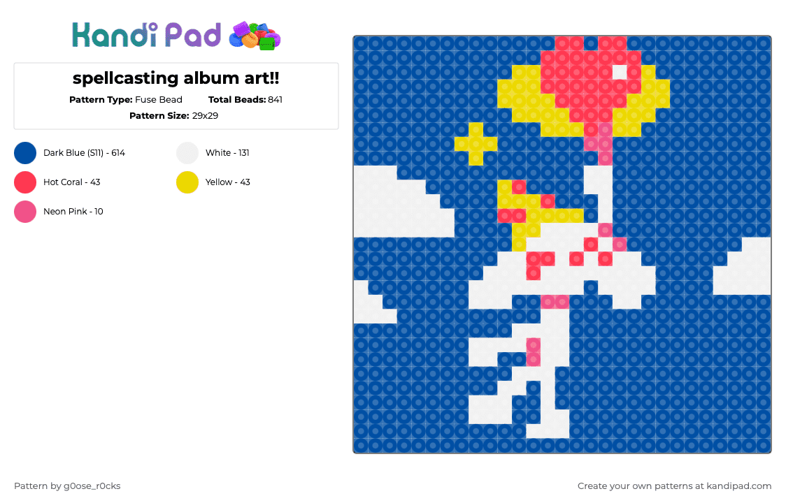 spellcasting album art!! - Fuse Bead Pattern by g0ose_r0cks on Kandi Pad - blue