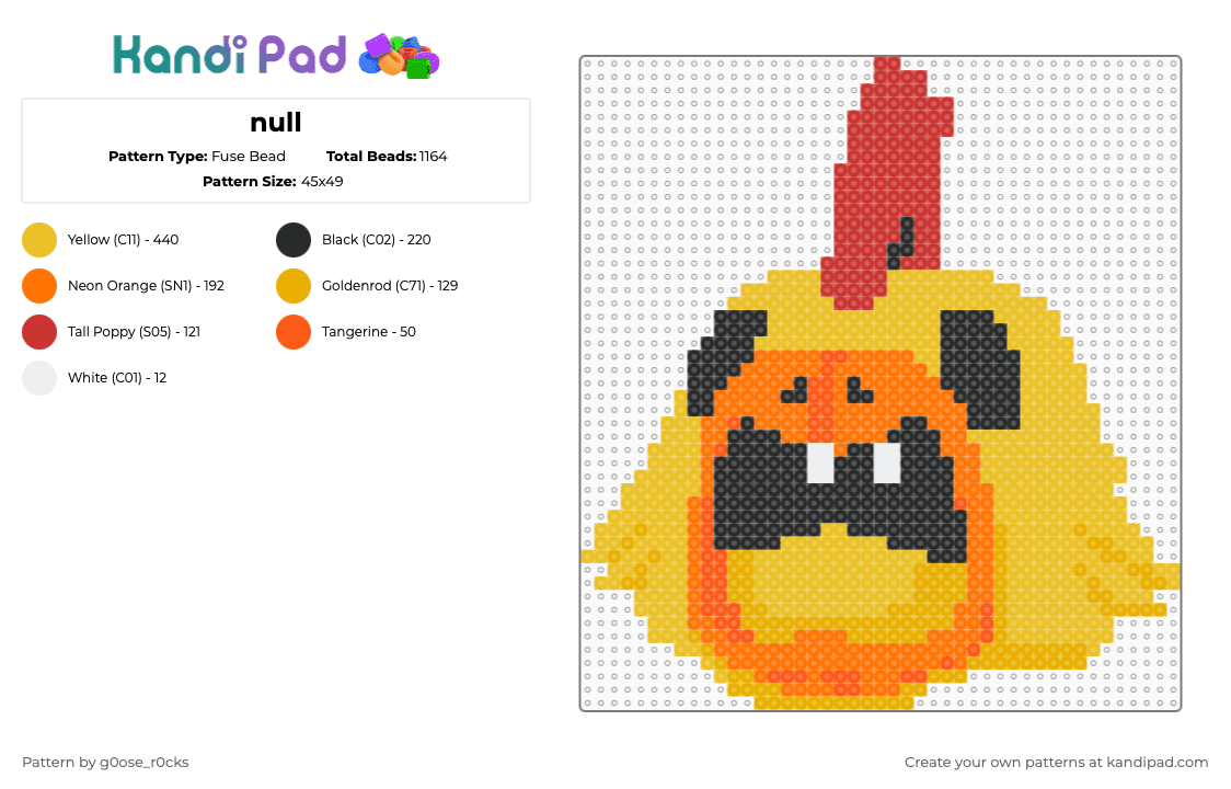 null - Fuse Bead Pattern by g0ose_r0cks on Kandi Pad - yellow,orange,roblox,chicken,regretevator,elevator,game,npc,robloxcharacter,regretevatorgame