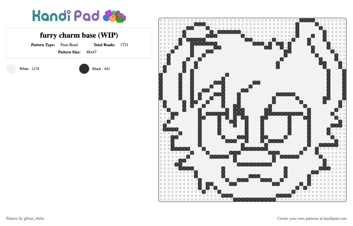 furry charm base - Fuse Bead Pattern by g0ose_r0cks on Kandi Pad - white