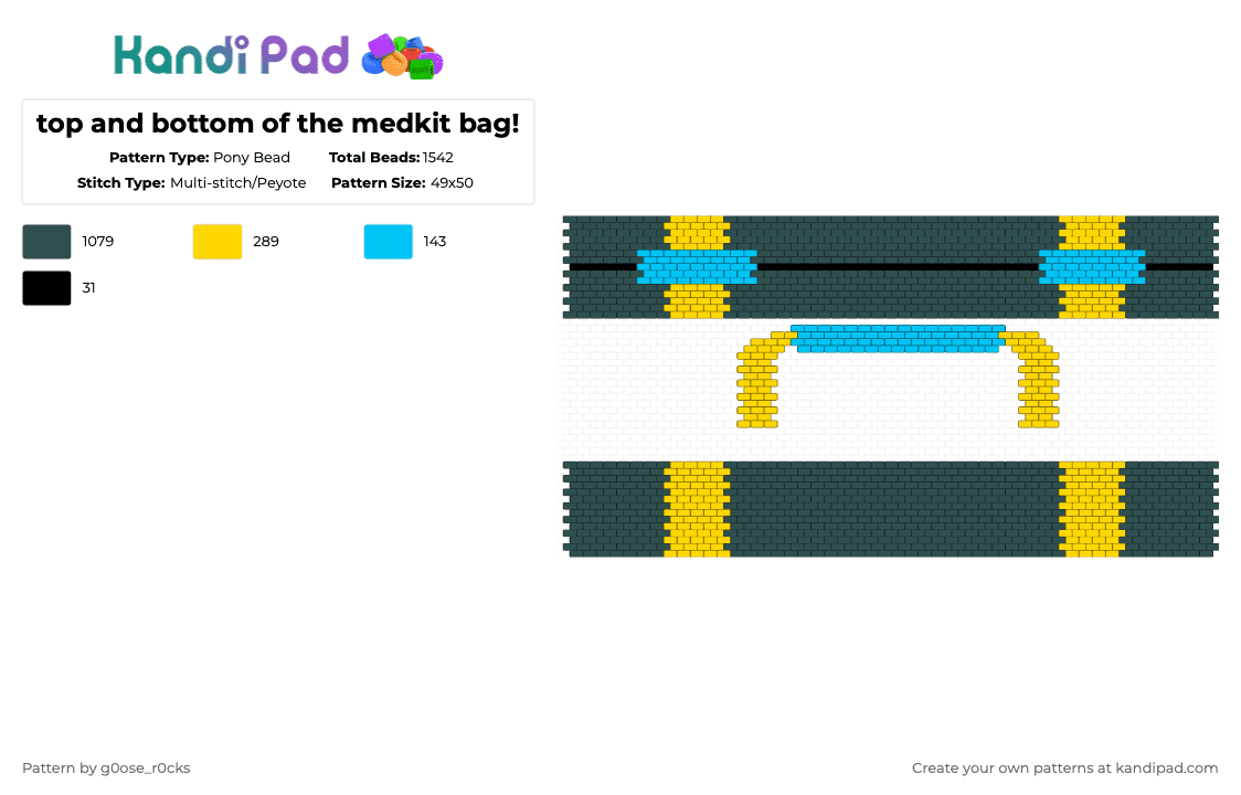 top and bottom of the medkit bag! - Pony Bead Pattern by g0ose_r0cks on Kandi Pad - gray