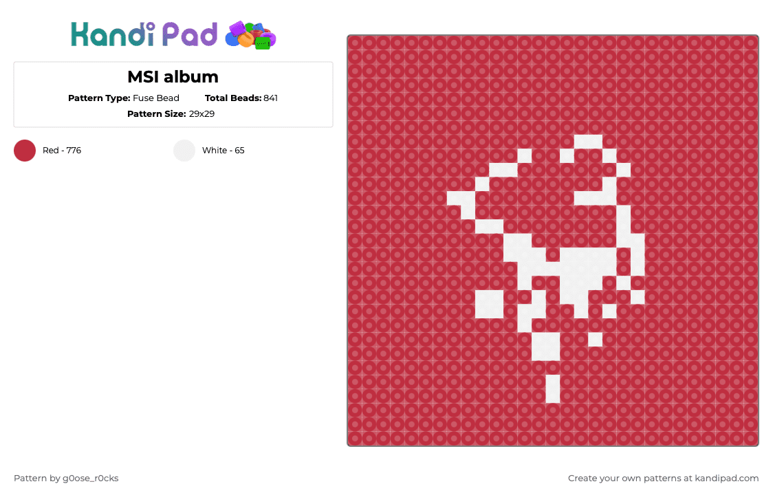 MSI album - Fuse Bead Pattern by g0ose_r0cks on Kandi Pad - red