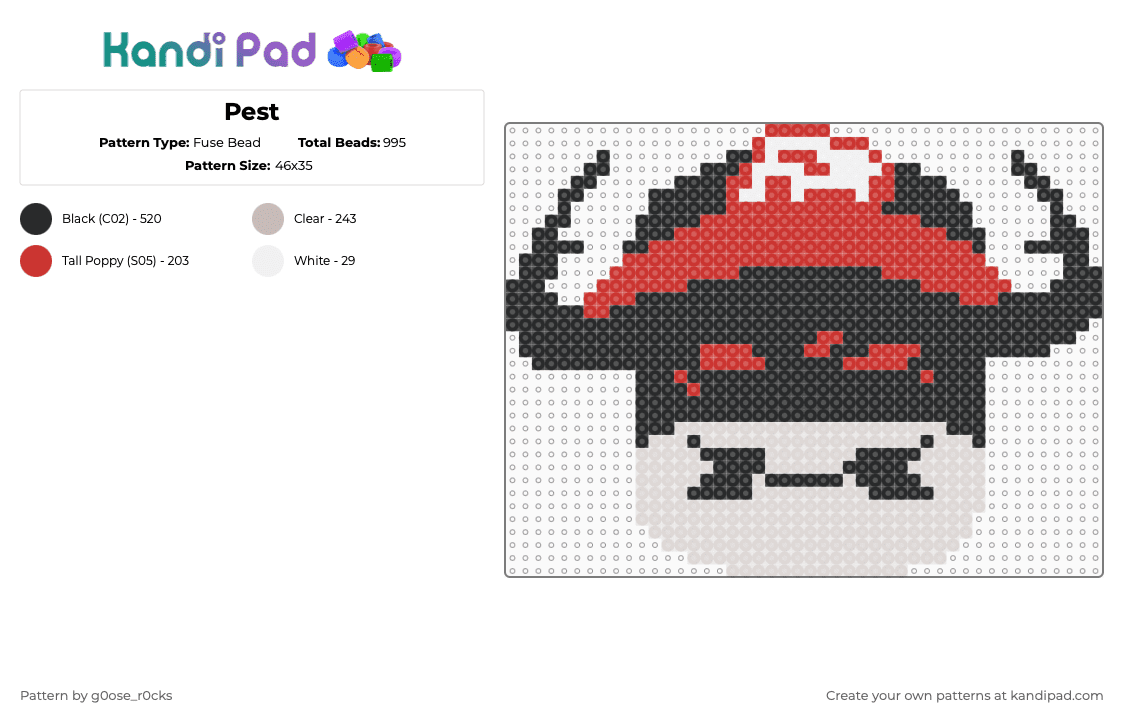 Pest - Fuse Bead Pattern by g0ose_r0cks on Kandi Pad - red,beige,swag,roblox,pest,bug,regretevator,elevator,game,npc