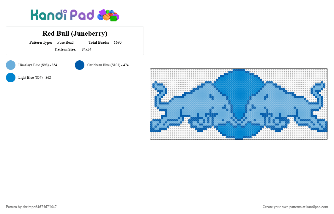 Red Bull (Juneberry) - Fuse Bead Pattern by shrimpo64675675647 on Kandi Pad - blue,light blue