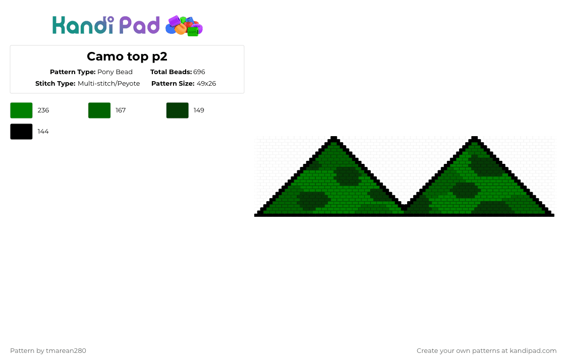 Camo top p2 - Pony Bead Pattern by tmarean280 on Kandi Pad - green,black,corset,shirt